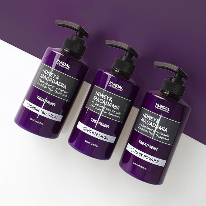 KUNDAL Honey & Macadamia Natural Conditioner Korean Hair Care Damage Repair, Deep Hydration, Long Lasting Fragrance, with Honey, Argan Oil, Macadamia Oil 16.9fl oz (Pack of 2) (Baby Powder)