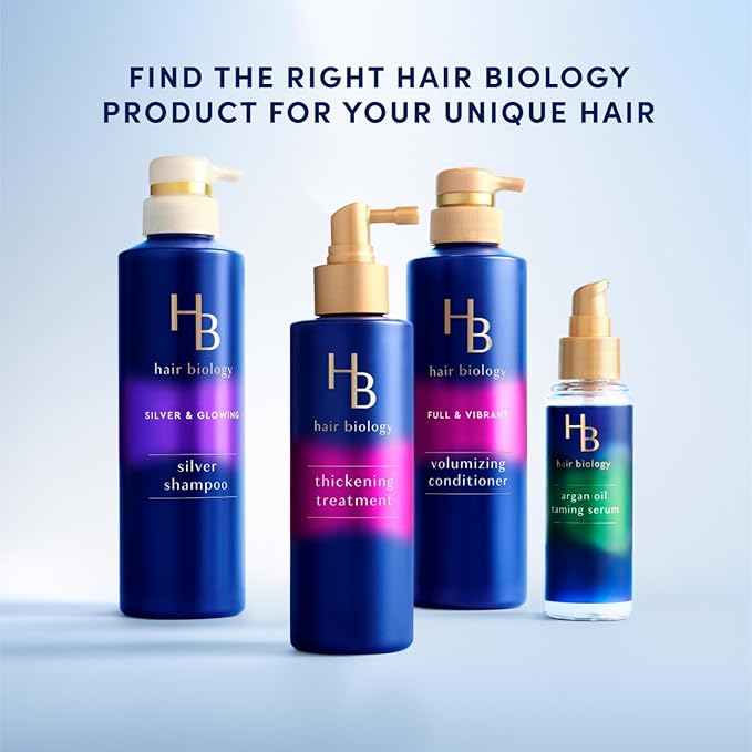 Hair Biology Biotin-Infused Purple Shampoo and Conditioner Set for Grey Hair, Anti-Brassiness, Moisturizing, Color-Safe, Silver & Glowing, Corrects Yellow Tones, 12.8 Fl Oz Each, 8 Pack