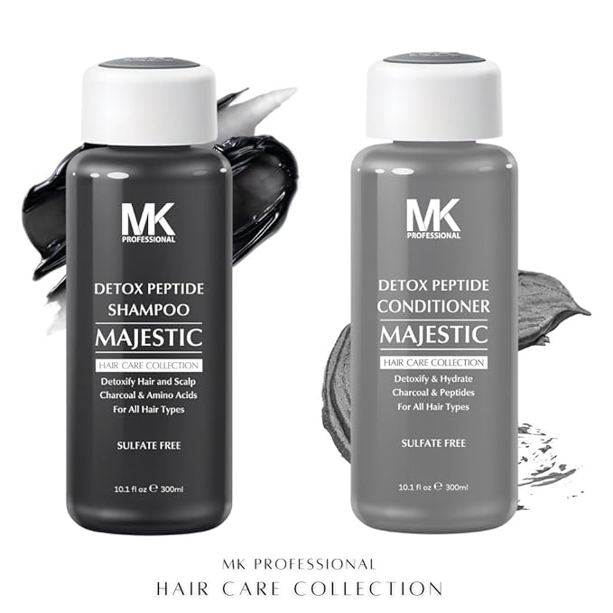 MK PROFESSIONAL Detox Charcoal Conditioner, Help Soothe Scalp and Remove Impurities, Sulphate Free + Amino Acid Complex, Reduce Breakage - Suitable for All Hair Types - 10.1 Fl Oz / 300 ml