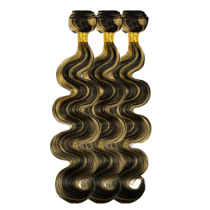 Highlight Blonde Bundles Human Hair P1B/27 Body Wave Bundle 18 18 18 Inch Niegmeag Peruvian Virgin Remy Hair Extensions 2 Tone Black and Blonde Bundles