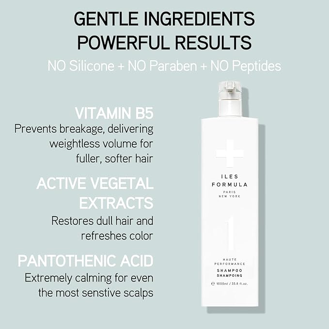 ILES FORMULA Shampoo - Sulfate, Paraben & Silicone Free - Deep Cleanse, Volumize, Detangle + Stops Breakage, Color & Extension Safe, with Macroloba Oil, Silk & Root Juices, 34 Fl Oz (1L)