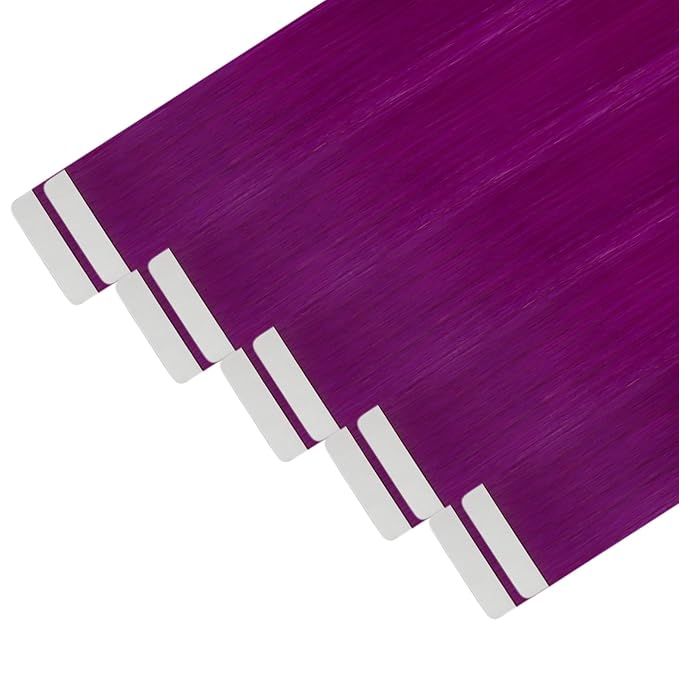 YoungSee Tape in Extensions Human Hair Purple Invisible Tape in Hair Extensions Human Hair Purple 10pcs 25g Seamless Human Hair Tape in Extensions Color 14In Tape ins Human Hair Extensions for Cosplay