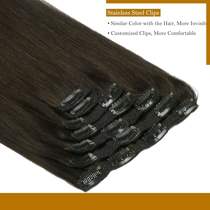 Loxxy 20 Inch Clip in Hair Extensions Human Hair Natural Black 9A Grade Brazilian Human Hair Extension Full Head Human Hair Extensions Clip in Remy Human Hair Color #1B 140g 7 pcs