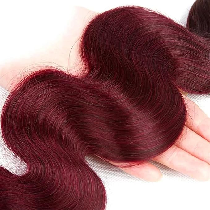 Burgundy Body Wave Human Hair Bundles 12 14 16 Inch Color 99J Body Wave Human Hair Bundles Dark Burgundy Hair Bundles Double Weft Unprocessed Brazilian Virgin Hair Extensions Silky and Soft