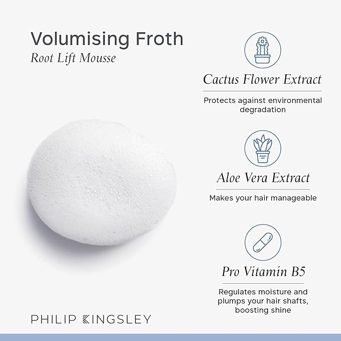 PHILIP KINGSLEY | Volumizing Froth Styling Mousse | Root Lifting Moose | Long-Lasting Volume and Lift with Medium Hold | 11.69oz