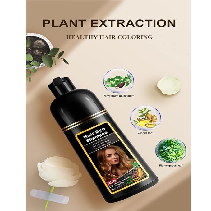Natural Wine Red Hair Dye Shampoo,Magic Hair Dye Shampoo,Colors Hair in 15 Minutes,Long Lasting,500 Ml–3-In-1 Hair Color