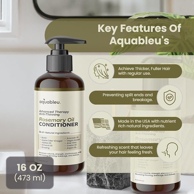 Advanced Therapy Anti-Thinning Rosemary Oil Conditioner - Infused with 14 All-Natural Ingredients for Enhanced Volume, Strength, Thickness, and Nourishment (16oz)