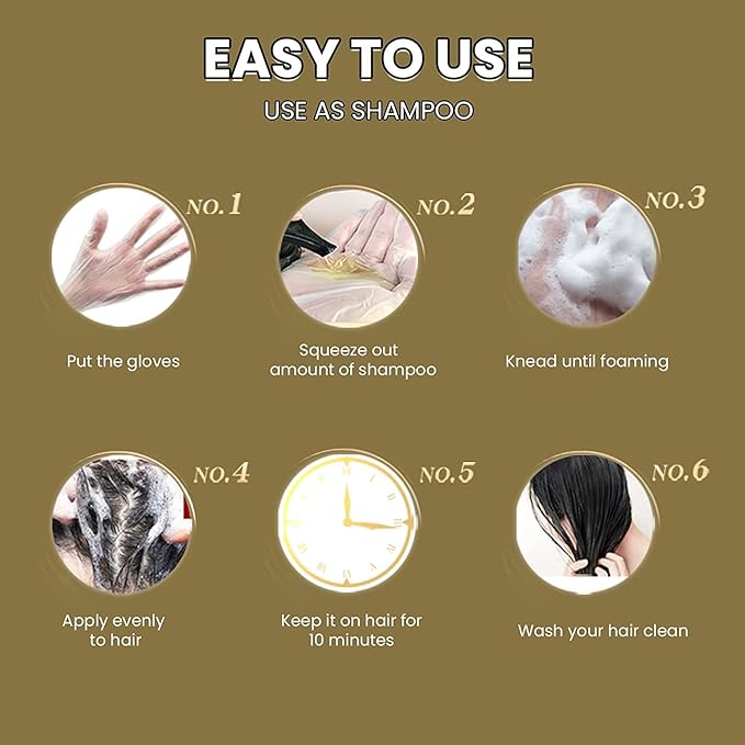 Instant Black Hair Shampoo, gentle botanical formula - ammonia free - unisex hair color shampoo - quick and easy - lasts 30 days 3-in-1 black hair color (200ml Bottle)