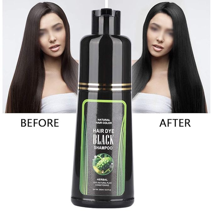 Natural Black Hair Shampoo, White to Black Shampoo for Men and Women, White Hair Removal Dye Hair Coloring Shampoo(250ml)