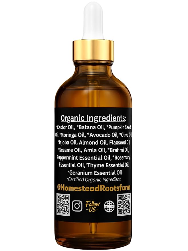 Intense Hair Growth Oil - Organic - Blend of 17 Oils (Batana, Castor & Rosemary) – Supports Thicker, Fuller Hair (1.7 oz)