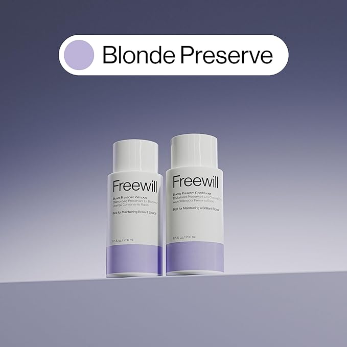 Freewill Blonde Preserve Purple Conditioner, Sulfate-Free Toning Conditioner for Blonde Hair, Neutralizes Brassiness, Enhances Natural & Color-Treated Hair, Boosts Shine, 8.5 oz