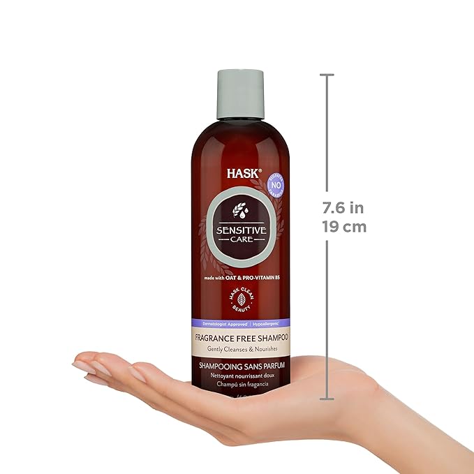 HASK SENSITIVE CARE Shampoo + Conditioner Set - Fragrance & Paraben Free, Vegan, Color Safe, Gluten & Sulfate Free, Cruelty-Free