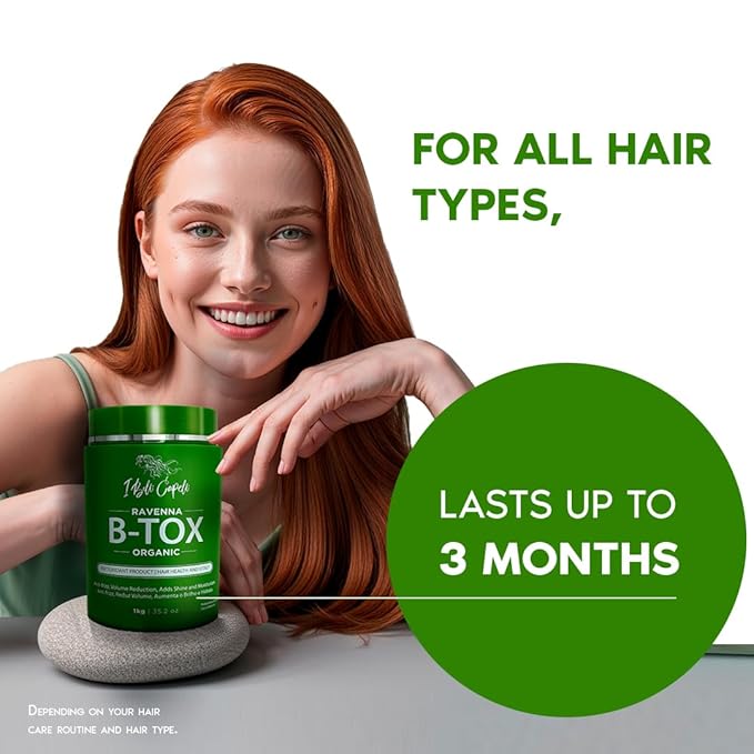 Ravenna Hair Straightening Kit – Organic Hair B-tox, Aloe Vera Shampoo & Conditioner, Repair Oil – Anti-Frizz, Intense Hydration, Shine – Formaldehyde-Free –For All Hair Types (4-Pack)
