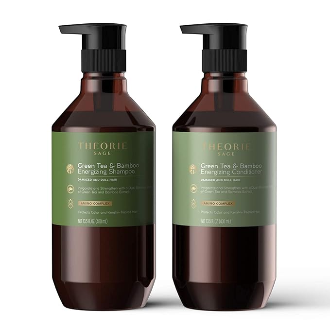 Theorie Green Tea & Bamboo Energizing Conditioner - Irresistible Scent of Green Tea, Jasmine, Amber & Cypress - For Damaged & Dull Hair - Color & Keratin Safe - 800mL