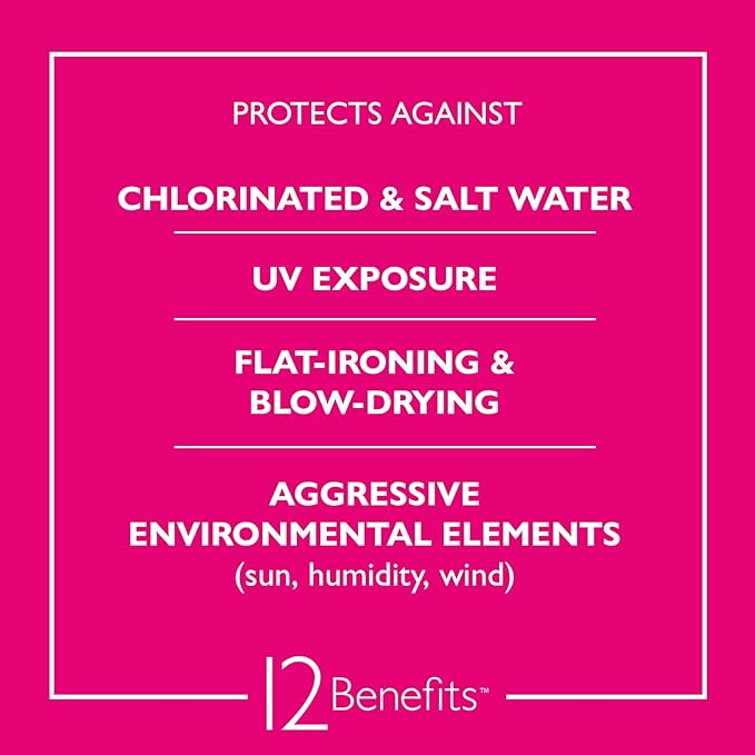 12 Benefits Instant Healthy Hair Treatment - Leave In Conditioner Travel Size Spray, Quaternium 39 & Silk Fibre Protein - Smooths Frizz, Strengthens & Repairs Damaged Hair, (1 Fl Oz)