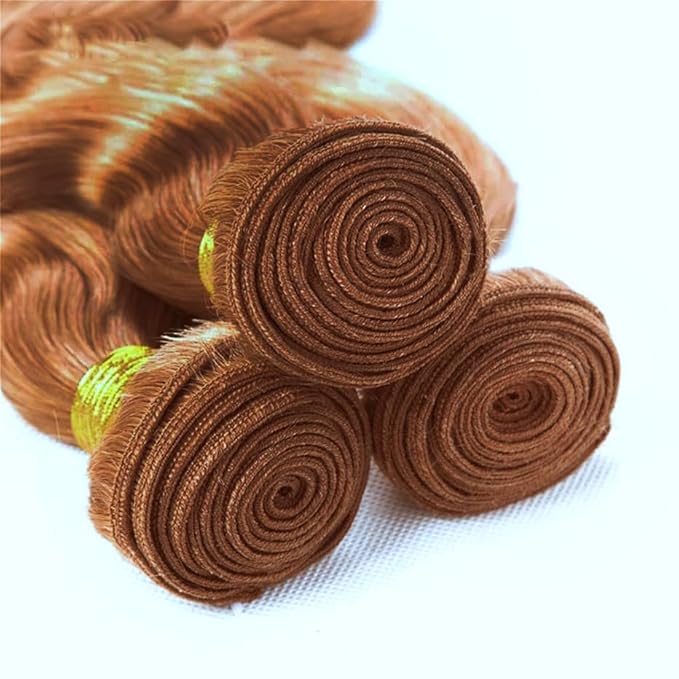 Brazilian Remy Human Hair Extensions - 30 Inch Brown Body Wave Bundles - Silky Soft, Unprocessed, Light Brown