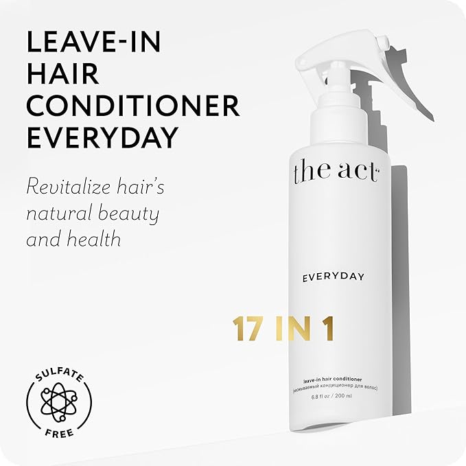 The Act Everyday Leave In Hair Conditioner Spray, Anti-Static, Nourishing, Hydrating Leave-in Cream Spray, Heat Protectant for Hair, Strengthening, Frizz Control, All Hair Types, 6.8 fl oz