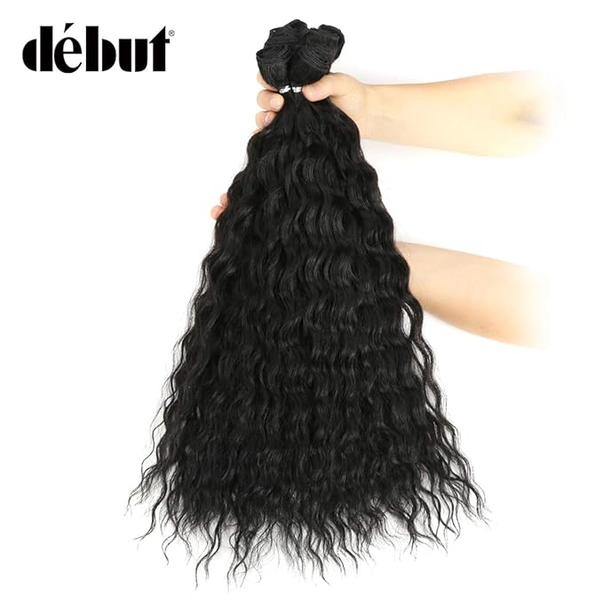 DÉBUT synthetic hair bundles with simple closure weave bundles with frontal swiss lace 9pcs Water Wave 20 inch 240g high temperature fiber