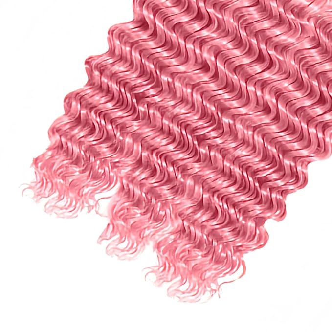 Pink Bundles Human Hair Pure Pink Deep Wave Bundle Peruvian Unprocessed Virgin Remy 3 Bundles 20 22 24 Inch Double Weft Hair Weave 300g