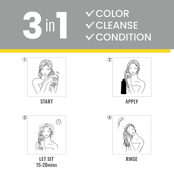 KINGMING Dark Brown 3 in 1 Hair Dye Shampoo for Gray Coverage, Herbal Ingredients for Men and Women, 500ml (Dark Brown)