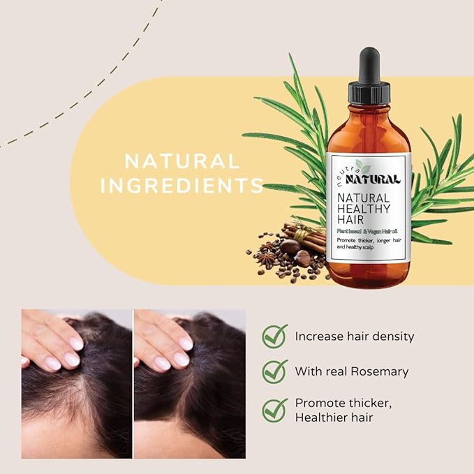 2Oz Plant Based Natural Ingredients hair Oil - TikTok Rosemary Oil for Hair oil with Coffee, Castor and Tea Tree Extract Hair Oli.