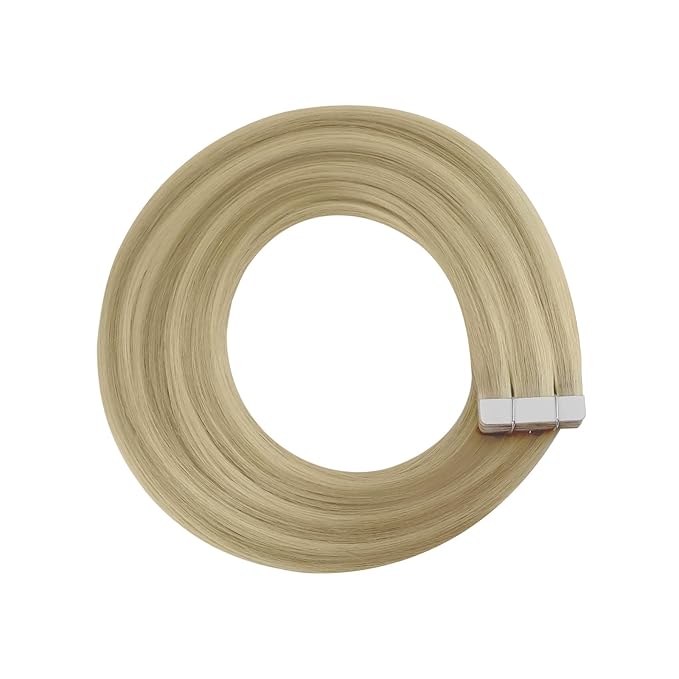 YoungSee Tape in Hair Extensions Real Human Hair Blonde Highlight Tape ins Human Hair Extensions Golden Blonde Highlights Human Hair Tape in Extensions 20 Inches 20pcs 50g Invisible Hair Extensions
