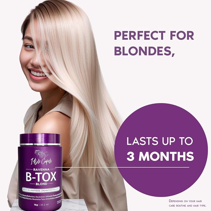 Ravenna Hair B-tox Treatment for Blond Hair, Formaldehyde-Free- Cirugia Capilar Para el Cabello- Anti-Frizz, Smoothing- 35.2 oz(1kg), 2 units