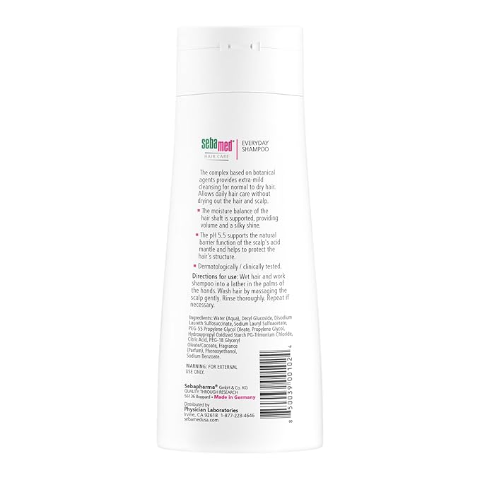 SEBAMED Everyday Shampoo For All Hair Types and Sensitive Scalp pH 5.5 for Healthier Looking Hair 6.8 Fluid Ounces (200 Milliliters)