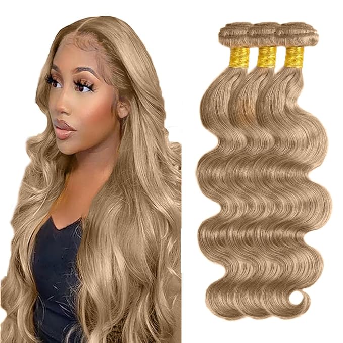 #22 Blonde Bundles Human Hair Body Wave Bundles 20 22 24 Inch Human Hair Weave 3 Bundle Unprocessed Brazilian Virgin Hair Ash Blonde Body Wave Human Hair Extensions 50 Grams/Bundle