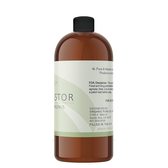 Jamaican Black Castor Oil - 32 OZ Pure, Cold Pressed, Filtered Hexane & Chemical Free, PBA-Free Plastic Caster - Hair Growth, Body, Skin - Brows, Lashes