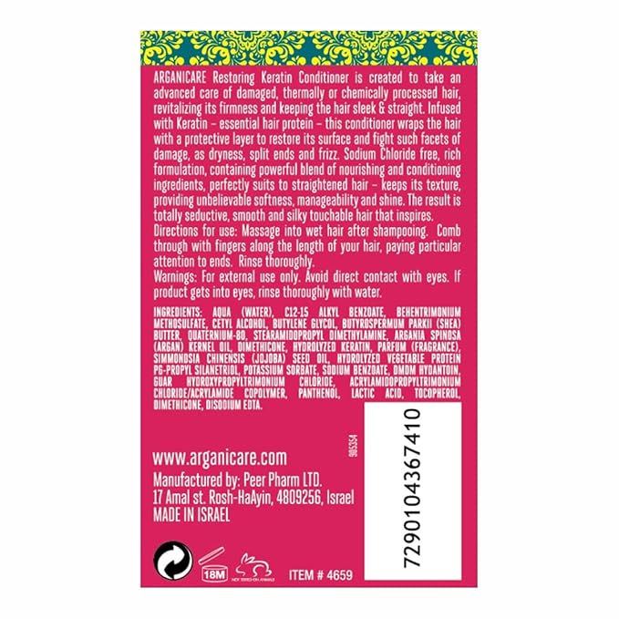 Arganicare Keratin Hair Thickening Conditioner for Men & Women - Deep Conditioning Treatment Enriched with Argan Oil, Jojoba Oil & Shea Moisture - Volumizing Conditioner for Damaged Hair | 13.5 fl oz