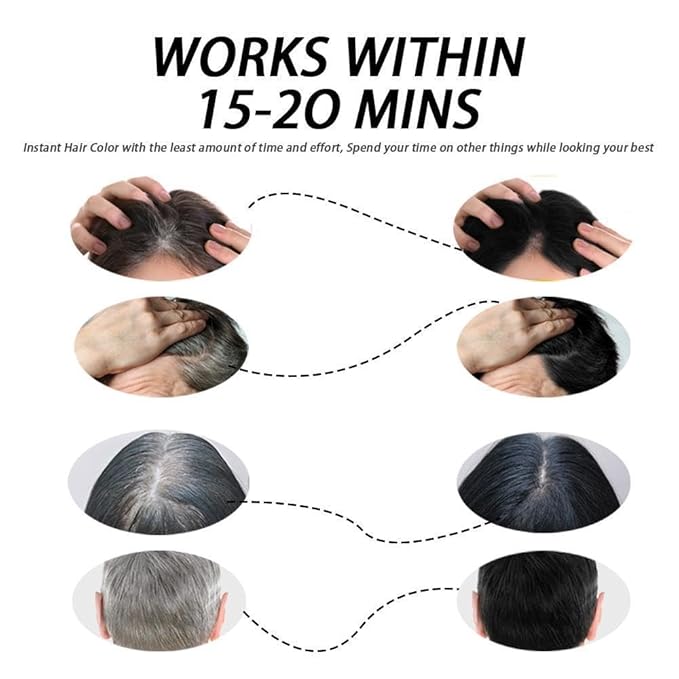 Hair Dye Shampoo 3 in 1, Instant Herb Ingrident Hair Dye to Cover Gray Hair, Long-lasting & Natual, Natural Black, 400 ML