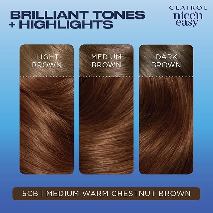 Clairol Nice'n Easy Permanent Hair Dye, 5CB Medium Warm Chestnut Brown Hair Color, Pack of 1