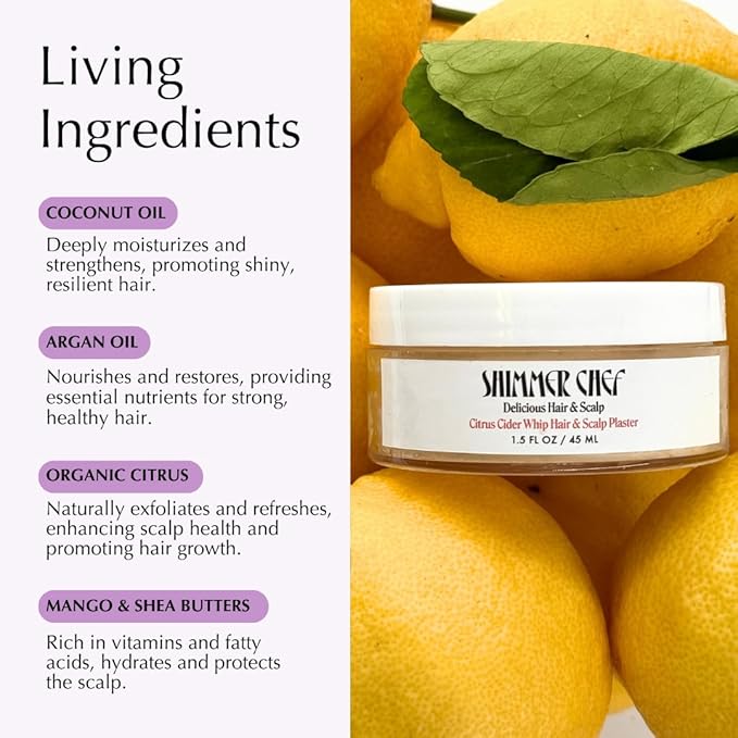 Citrus Cider Whip Hair Plaster | Vitamin C Infusion for Radiant Hair | Fruit Butters, Orange Peel Serum, Argan & Coconut Oils | Neurocosmetic Hair & Scalp Treatment 1.5 oz
