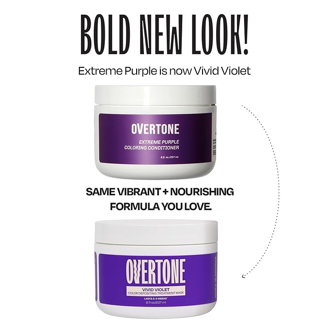 Overtone Color Depositing Semi-Permanent Hair Dye Conditioner - 8 oz For Natural & Color-Treated Hair, Moisturizing Shea Butter & Coconut Oil - Vegan & Cruelty-Free, Vivid Violet