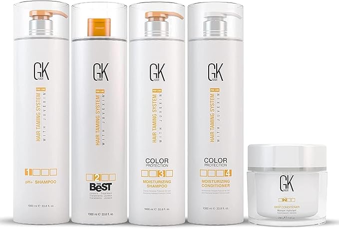 GK HAIR Global Keratin The Best Kit (33.8 Fl Oz/1000ml) Smoothing Keratin Hair Treatment Professional Brazilian Complex Blowout Straightening For Silky Smooth & Frizz Free Hair