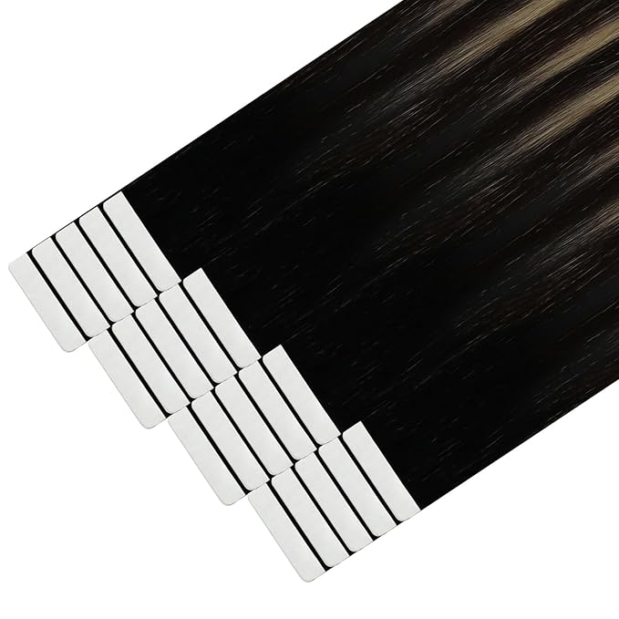 YoungSee Human Hair Tape in Extensions Balayage 14Inch 50g Tape Hair Extensions Real Human Hair Black Ombre Brown Invisible Tape in Hair Extensions 20pcs Tape Human Hair Extensions Silky Straight