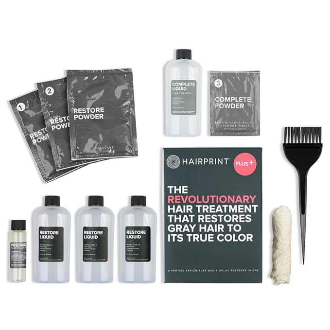Hairprint True Color Restorer Plus in Brown | Enhanced Gray Coverage with Extra Restore Application | Dye-Free and Non-Toxic | Replenishes Natural Pigment | Patented Technology by Dr. John Warner