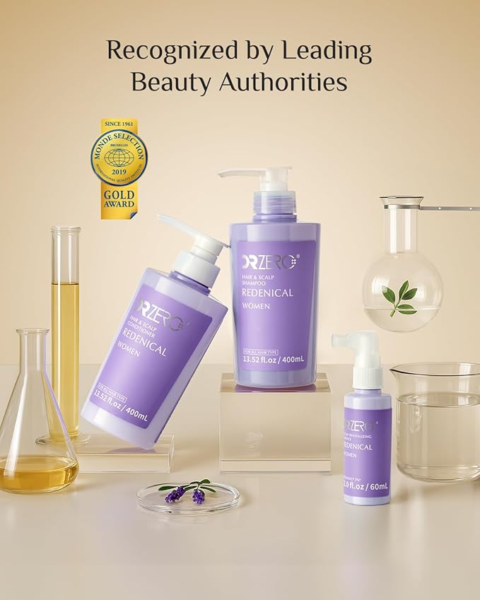 DR ZERO Hair Growth Shampoo for Women, Japanese Hair Care, 13.5 oz, Volumize Thickening, Cleanse Hydrate Damaged Hair and Scalp, Sulfate & Silicone-Free, Redensyl® Combine Nano-Tech Improves Thinning