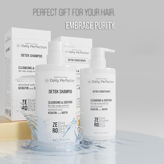 (dp) Detox Shampoo & Conditioner – Hydrate, Clarify & Remove Buildup, Oil & Impurities – Clean + Salon-Grade Formula with Biotin & Keratin