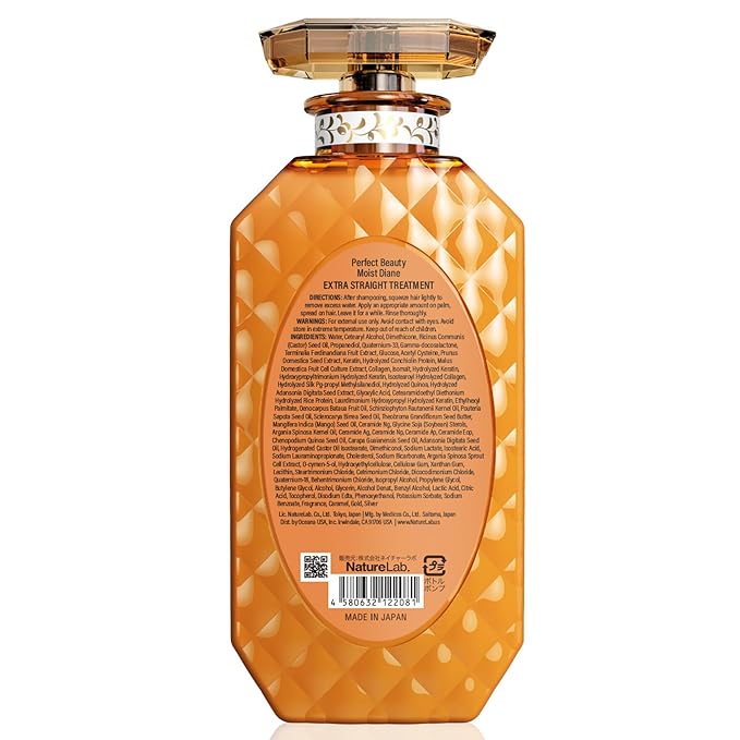 Moist Diane Keratin Hair Treatment for Frizzy Hair & Coarse Hair Women and Men, Organic Hair Care with Argan Oil & Plum Oil from Japan, Sulfate & Paraben Free, EXTRA SMOOTH & STRAIGHT, 15.2 Fl Oz