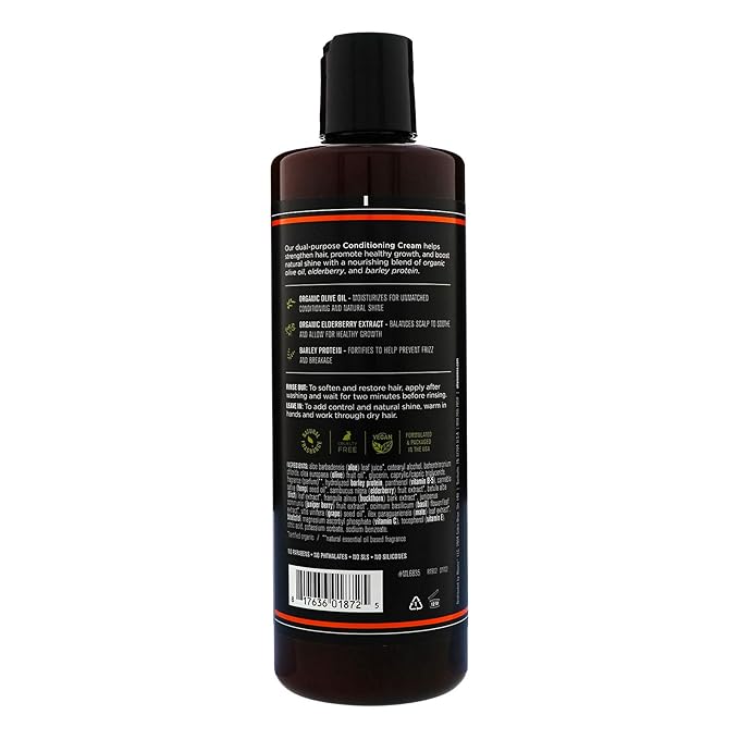 Barrel and Oak - Leave In Conditioning Cream, Conditioner, Hair Cream for Men, Restores Dry Hair, Adds Shine, Healthy Hair Growth, Natural Fragrance, Vegan (Bourbon Cedar, 16 oz)
