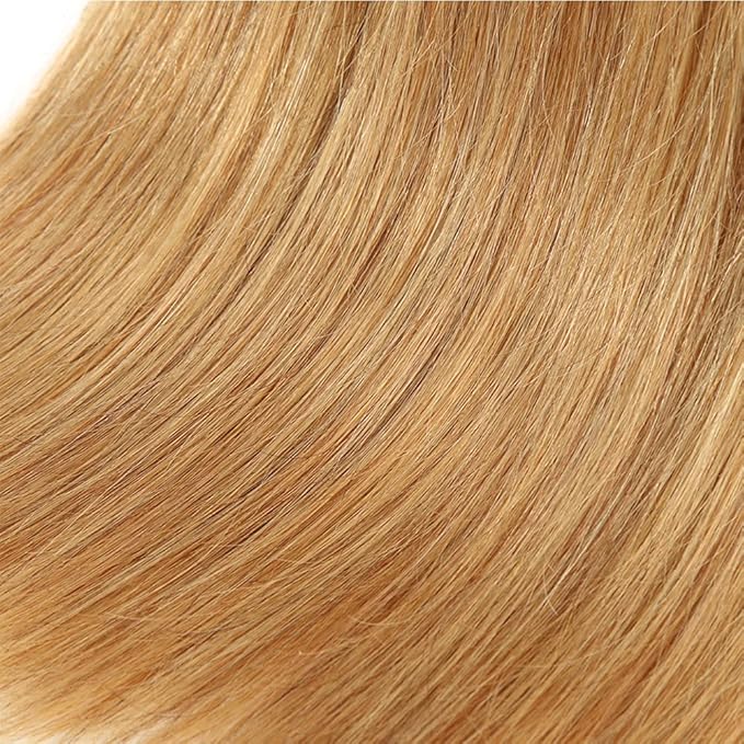 #27 Blonde Bundles Human Hair Straight Bundles 18 20 22 Inch Unprocessed Brazilian Virgin Hair Weave 3 Bundle Honey Blonde Human Hair Extensions 50 Grams Per Bundle