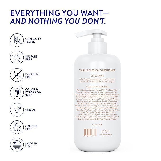 Routine Wellness Anti-Thinning Deep Conditioner for Thinning Hair - DHT Blocker for Hair Loss in Men & Women - Promotes Healthy Hair - Vanilla Blossom 14oz