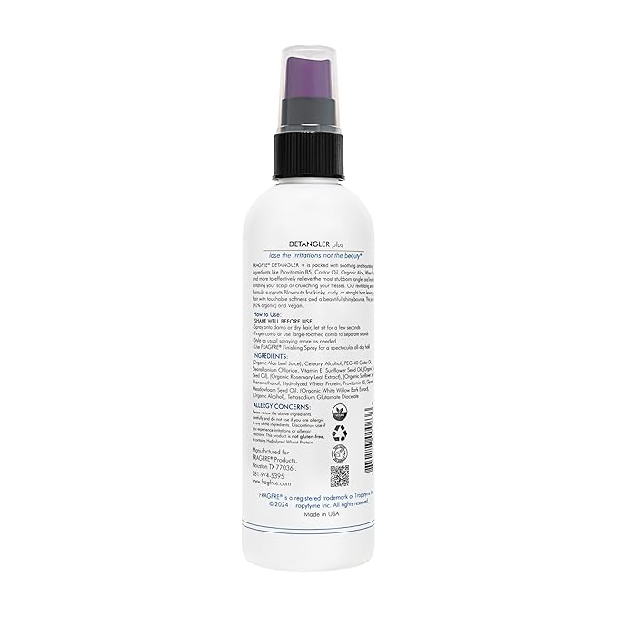 Detangler plus Styling Hair Spray 8 oz (2-Pack Gift Set) - Heat Protectant and Blowout Spray - Leave in Conditioner for Sensitive Skin - Fragrance Free Hypoallergenic Unscented