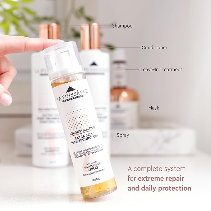 LA PUISSANCE Extra Cell Plex Spray Step 4 - Treatment for Damaged Hair - Repairs & Protects - Ideal for Color-Treated, Bleached & Chemically-Treated Hair | 3.38 fl oz for Home and Salon Use