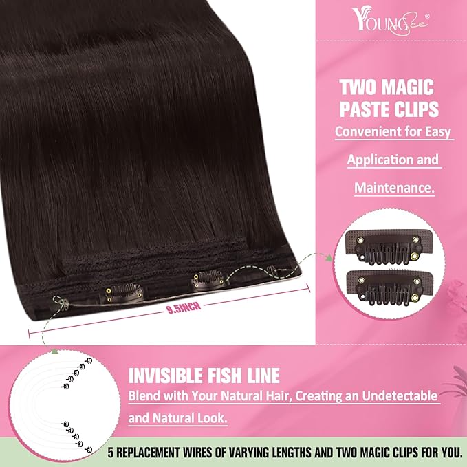 YoungSee Wire Extensions Brown Wire Hair Extensions Real Human Hair Darkest Brown Secret Hair Wire Extensions Brown Wire Couture Human Hair Extensions Hair Extensions Real Human Hair 80G 16Inch