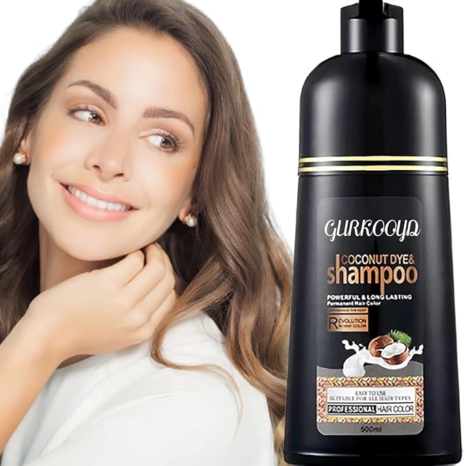 Dark Brown Hair Dye Shampoo, Instant Hair Color Shampoo, Covers Gray in Minutes, Long Lasting Brown Hair Dye, Coconut Dye Shampoo, Easy to Use 16.90 Fl Oz