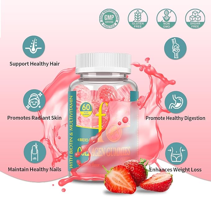 Collagen Gummies for Women Sugar Free, Hydrolyzed Collagen Peptides Gummies Type I, II, III, V, X with Biotin, Zinc Vitamins C A B D E for Skin Hair Nails, Bone