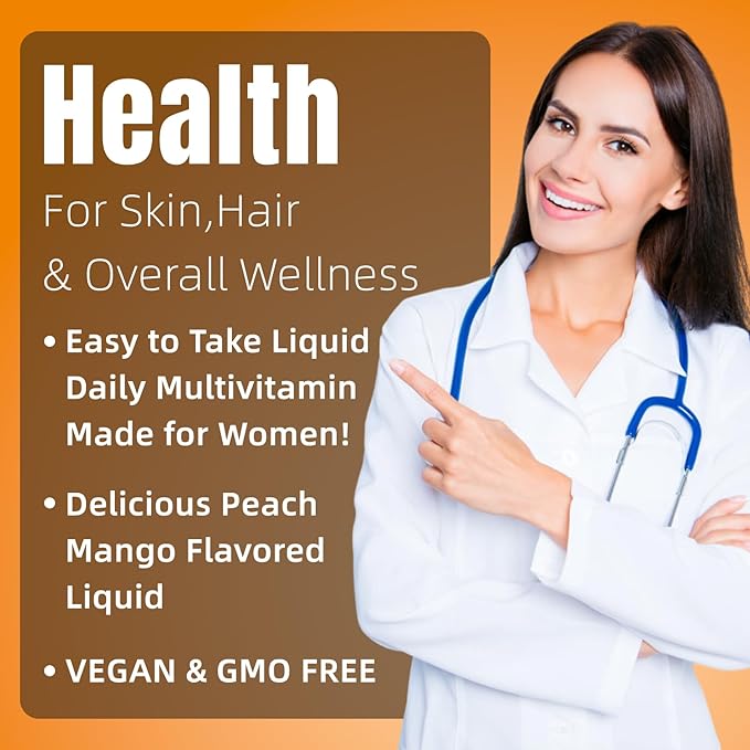 Liquid Multivitamin,Hair Growth,Support Healthy Skin,Promote Thicker,Fuller Hair,Reduce Wrinkles & Fine Lines,15.22 fl oz